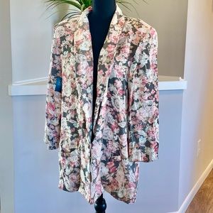Vintage Worthington 80s Boxy Oversized Floral Brocade Blazer Jacket Coat Sz 20W